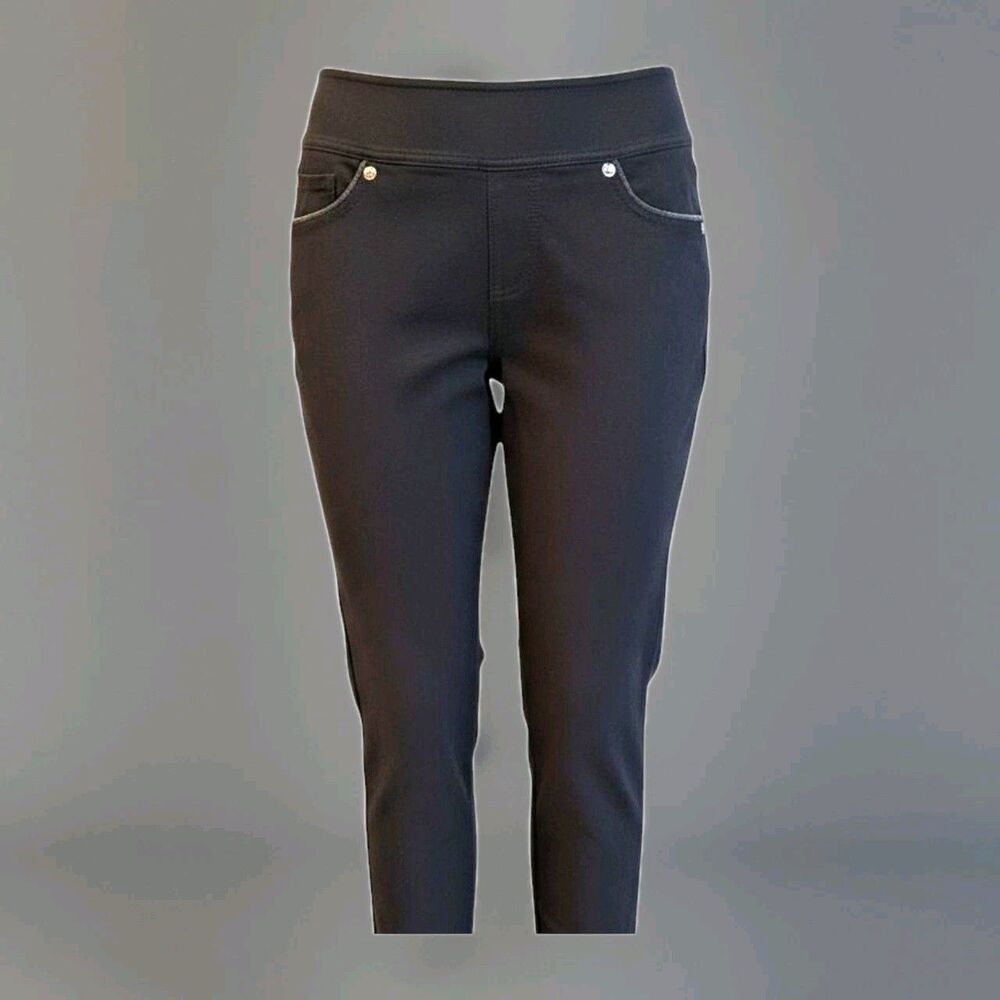 Women's Black Nygard Slims Pull On Capri Jeggings With Piping Trim- S